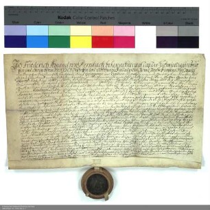 Revers Friedrich Amands von Dernbach bezüglich der Belehnung mit der Wüstung Niedlingen durch Heinrich [von Bibra], Bischof und Abt von Fulda