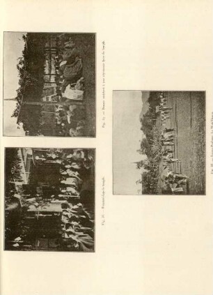 Fig. 36. Femmes dans le temple. Fig.37. Bonzes assistant à une cérémonie hors du tmeple. Fig. 38. Luang-Prabang. Le Wat-Visoun