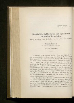 Altertümliche Sphärellarien und Cyrtellarien aus großen Meerestiefen