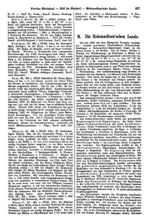 N. Die Hohenzollern'schen Lande
