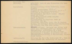 Stadttheater, Dortmund: Schriftstück zum Fragebogen für das Handbuch »Das Deutsche Theater«