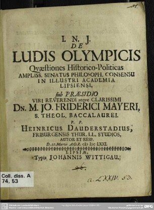 De ludis Olympicis quaestiones historico-politicae