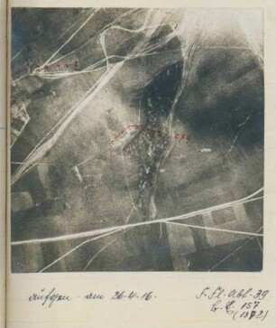 Foto feindlicher Batterien westlich von Beaurieux (Luftbild)
