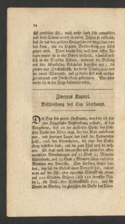 Zweytes Kapitel. Beschreibung des Cap überhaupt