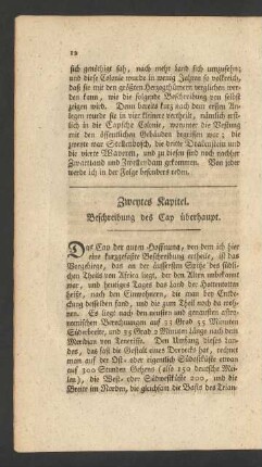 Zweytes Kapitel. Beschreibung des Cap überhaupt