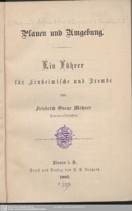 1: Plauen und Umgebung : Ein Führer für Einheimische und Fremde