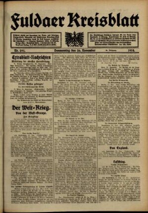 Ausgabe vom Donnerstag, den 26. November 1914.