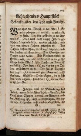 Achtzehendes Hauptstück Gedanken über den Tod und Gericht - Neunzehendes Hauptstück. Von dem sittlichen Tode