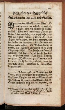 Achtzehendes Hauptstück Gedanken über den Tod und Gericht - Neunzehendes Hauptstück. Von dem sittlichen Tode