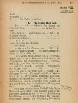 Muster VIII. (zu Art. 65)