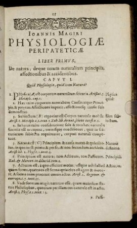 Caput I. Quid Physiologia, quid item Natura?