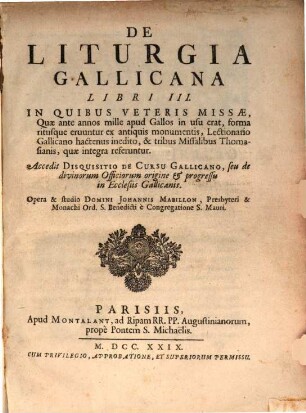 De Liturgia gallicana libri III.