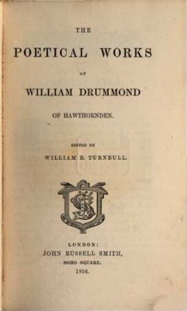 The poetical works of William Drummond of Hawthornden