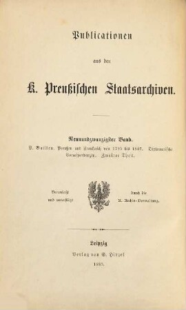 Preußen und Frankreich von 1795 bis 1807 : diplomatische Correspondenzen, 2. 1800 - 1807