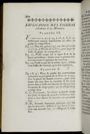 Explication des Figures relatives à ce Memoire.