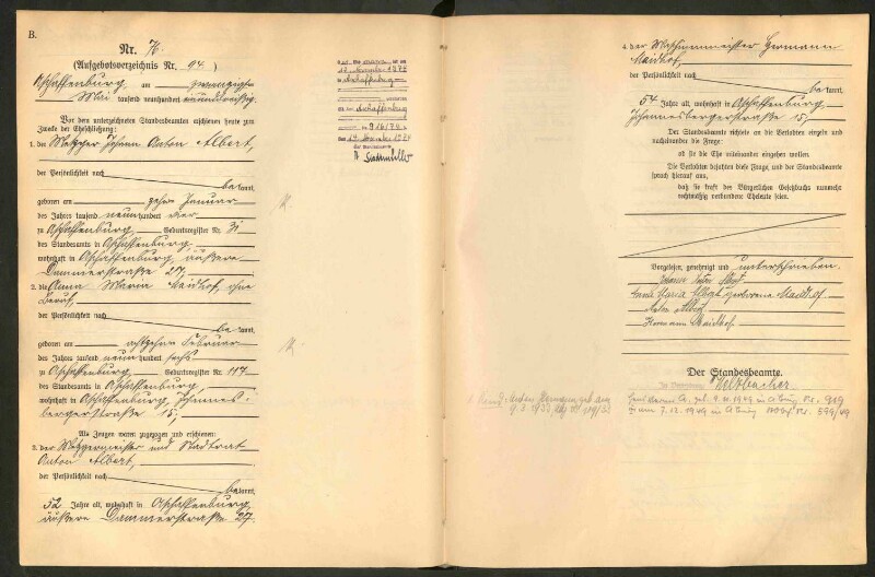 Standesamtsbuch der Stadt Aschaffenburg: Eheschließungen 252/1930 - 130/1931