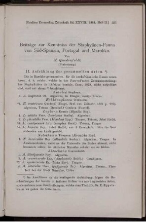 Beiträge zur Kenntniss der Staphylinen-Fauna von Süd-Spanien, Portugal und Marokko.