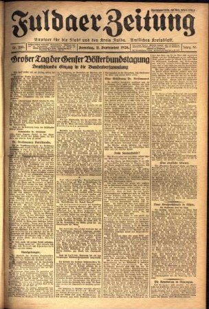 Ausgabe vom Samstag, den 11. September 1926.