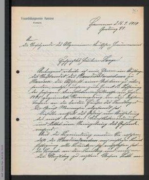 Brief von Martha Richter an Helene Lange