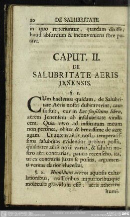 Caput II. De Salubritate Aeris Jenensis