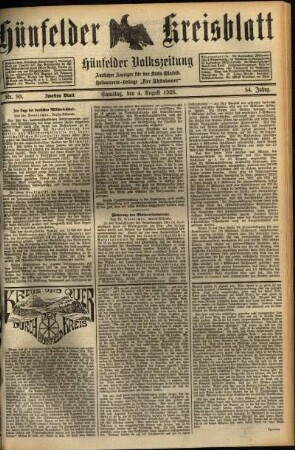 Zweite Ausgabe vom Samstag, den 04. August 1928.