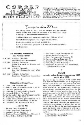 Bericht von der Jahreshauptversammlung 1982 am 3. März 1982
