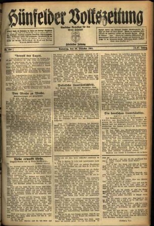 Ausgabe vom Samstag, den 29. Oktober 1921.