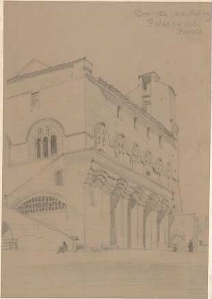 Pfann, Paul; Perspektivische Zeichnungen - Palazzo del Popolo, Italien (Perspektive)