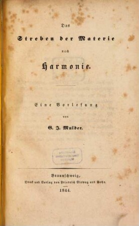 Das Streben der Materie nach Harmonie : eine Vorlesung