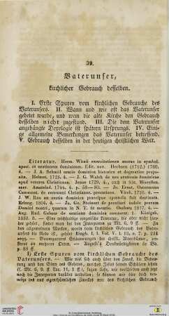 39. Vaterunser, kirchlicher Gebrauch desselben