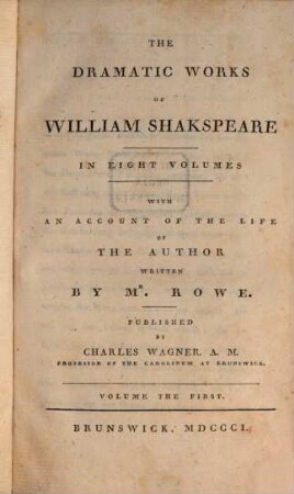 Dramatic works of William Shakespeare : in eight volumes. T. 1