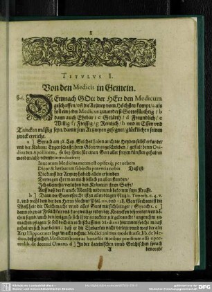 Titulus I. Von den Medicis in Gemein