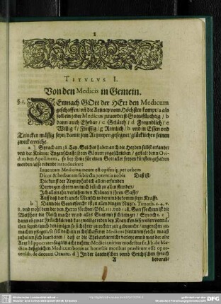 Titulus I. Von den Medicis in Gemein
