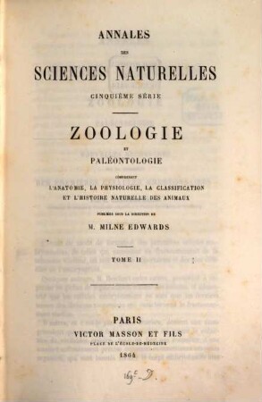 Annales des sciences naturelles. Zoologie et paléontologie. 2. 1864