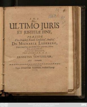 De Ultimo Iuris Et Iustitiae Fine