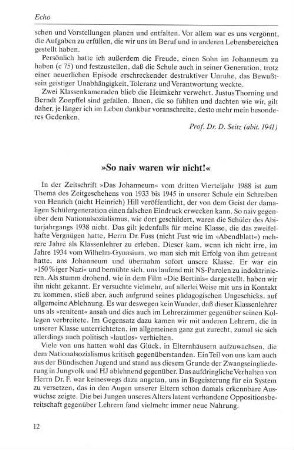 "So naiv waren wir nicht!"