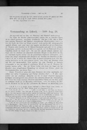 Versammlung zu Lübeck. - 1468 Aug. 29.