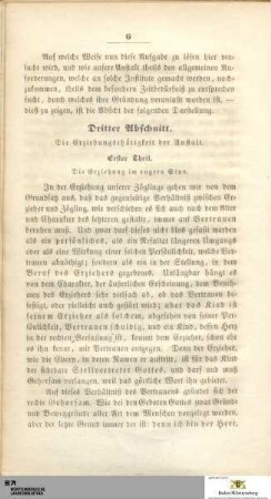 Erster Theil. Die Erziehung im engeren Sinn