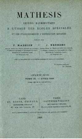 DEUXIÈME SÈRIE. TOME IX. - AVRIL 1899.
