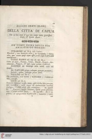 Alcuni brevi elogj della citta' di Capua