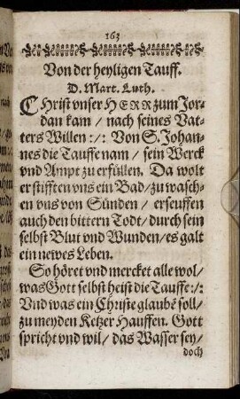 Von der heyligen Tauff.