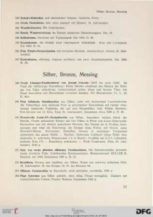Silber, Bronze, Messing (Nr. 248-277)