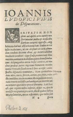 Ioannis Ludovici Vivis de Disputatione.