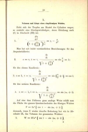 X. Volumen und Länge eines ringförmigen Wulstes.