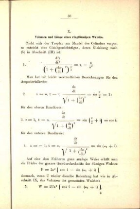X. Volumen und Länge eines ringförmigen Wulstes.