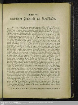 Ueber den lateinischen Unterricht auf Realschulen