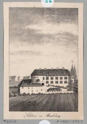 Das Schloss Klippenstein in Radeberg, Umbau 1543-1546 von Moritz von Sachsen, Blatt Teil einer Serie von Renner und Ketzschau