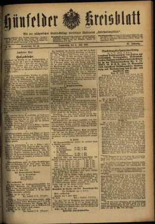 Ausgabe vom Donnerstag, den 04. Juli 1918.