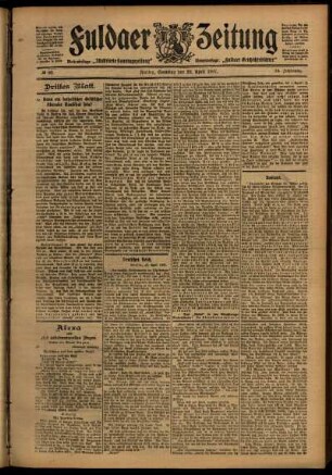Dritte Ausgabe vom Samstag, den 20. April 1907.