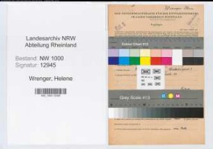 Entnazifizierung Helene Wrenger, geb. 06.10.1889 (Postassistentin)